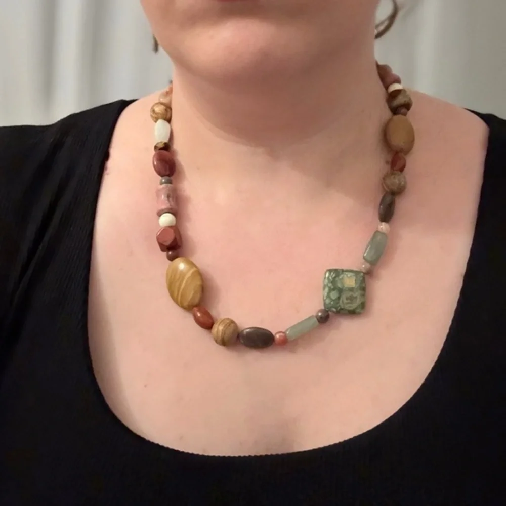 Rare Jay King DTR Desert Rose Trading Multi-Gemstone Necklace Signed Sterling